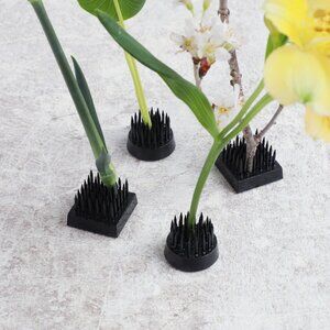 Two's Company 2.5" Black Square Cast Iron Flower Frog Kansans for Ikebana NWT